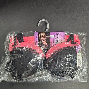 Hers by Herman 32B Rose with black lace bra with S Rose and S Black lacy panties